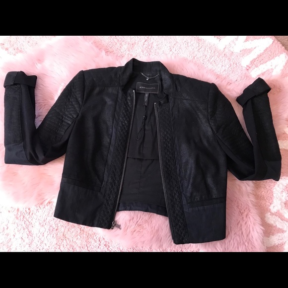 BCBG Maxazria Joshua Moto crop jacket black XS - Picture 4 of 6